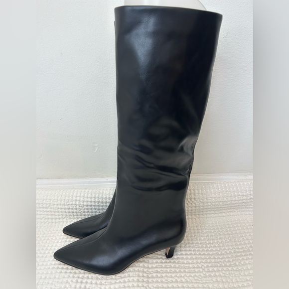 NORDSTORM RACK - Black Dauphine Kitten Heel Knee High Boot Size 6 - Picture 4 of 11